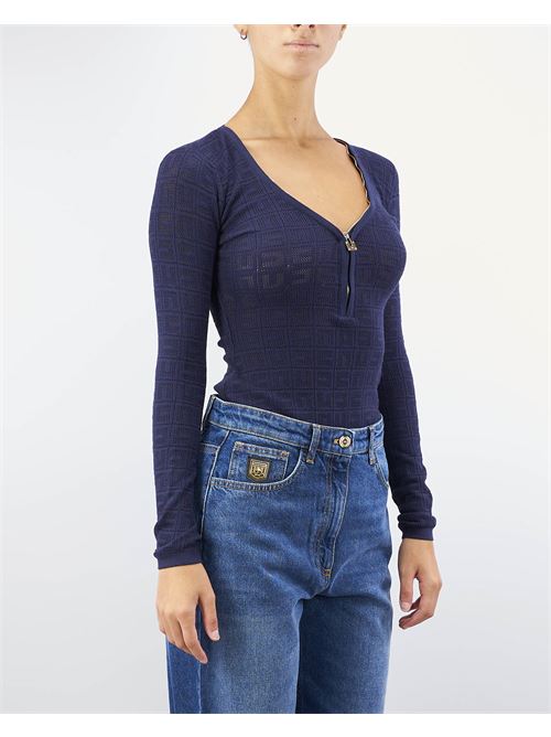 Viscose body with mesh logo Elisabetta Franchi ELISABETTA FRANCHI | Body | BK65B46E2B75